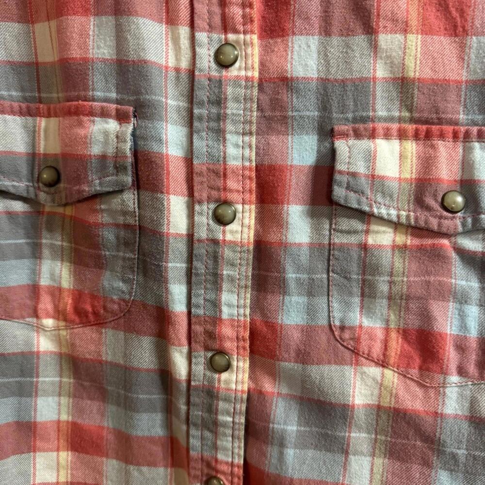 JACHS Girlfriend Western Bea Flannel Plaid Snap Button Down Shirt Red Blue Sz M - Picture 9 of 9